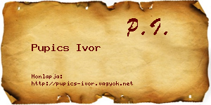 Pupics Ivor névjegykártya